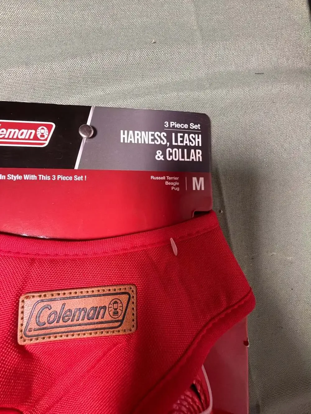 Coleman 3-Piece Pet Harness, Leash & Collar Set Red Medium
